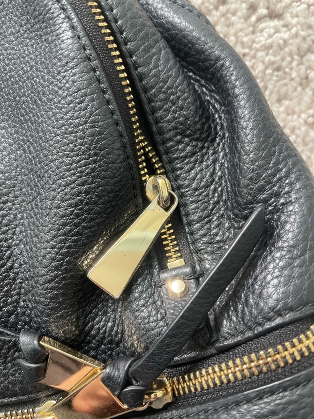 Michael Kors Black Pebbled Leather Small Backpack with Gold Hardware - Picture 4 of 7